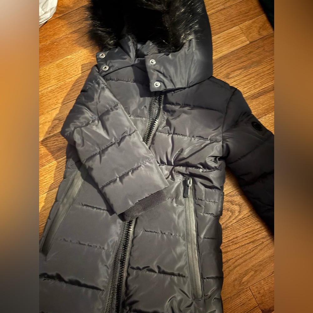 Kensie Girl Black Puffer Coat with Fur Hood